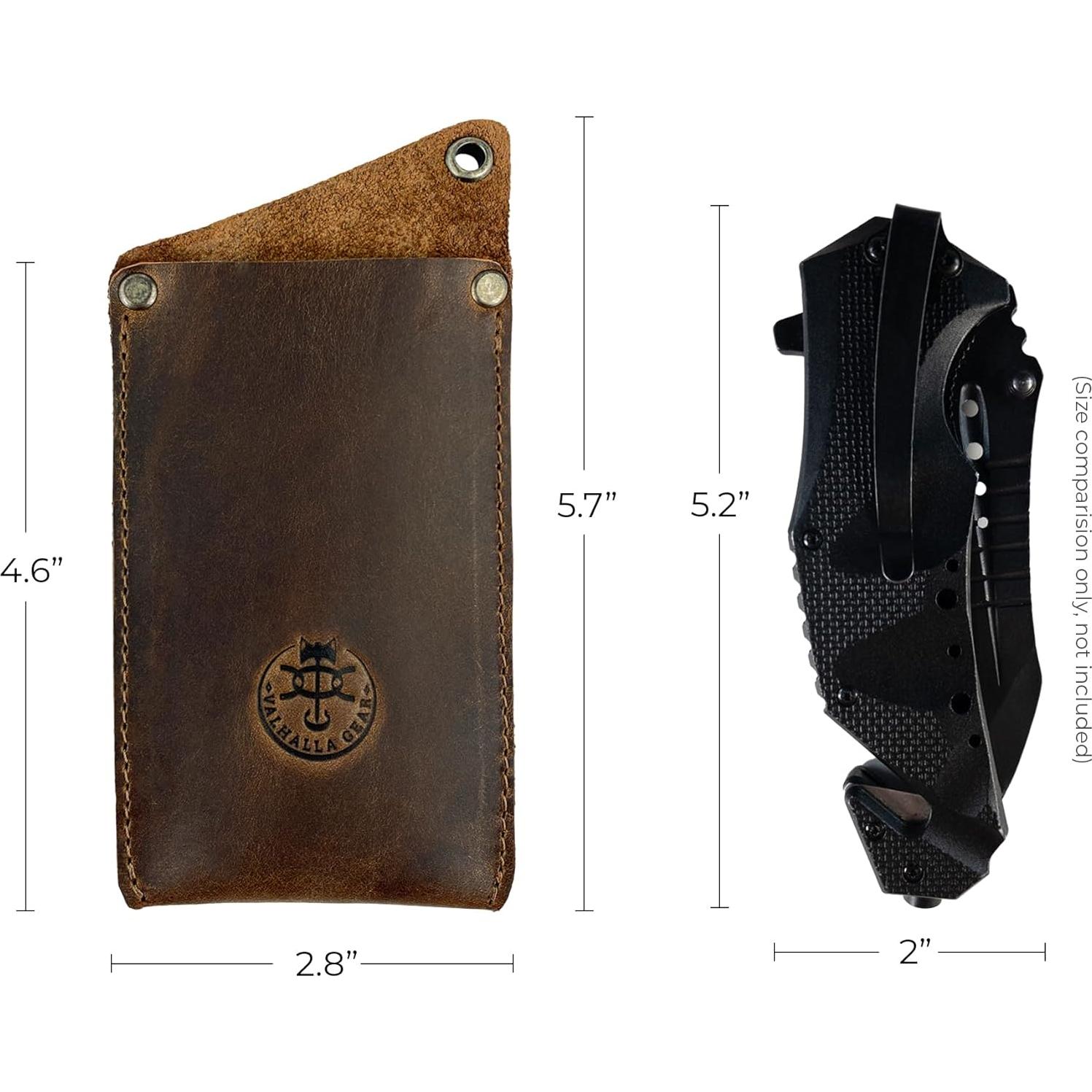 Funda para Cuchillo Valhalla Gear de Cuero Marrón Bourbon