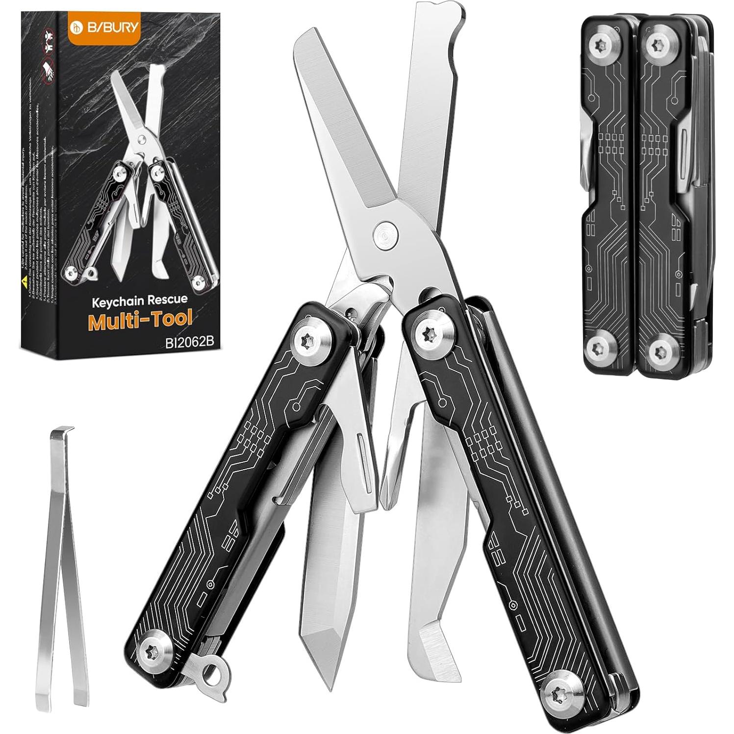 Tijeras Multiherramienta BIBURY 9 en 1 Plegable Acero Inoxidable