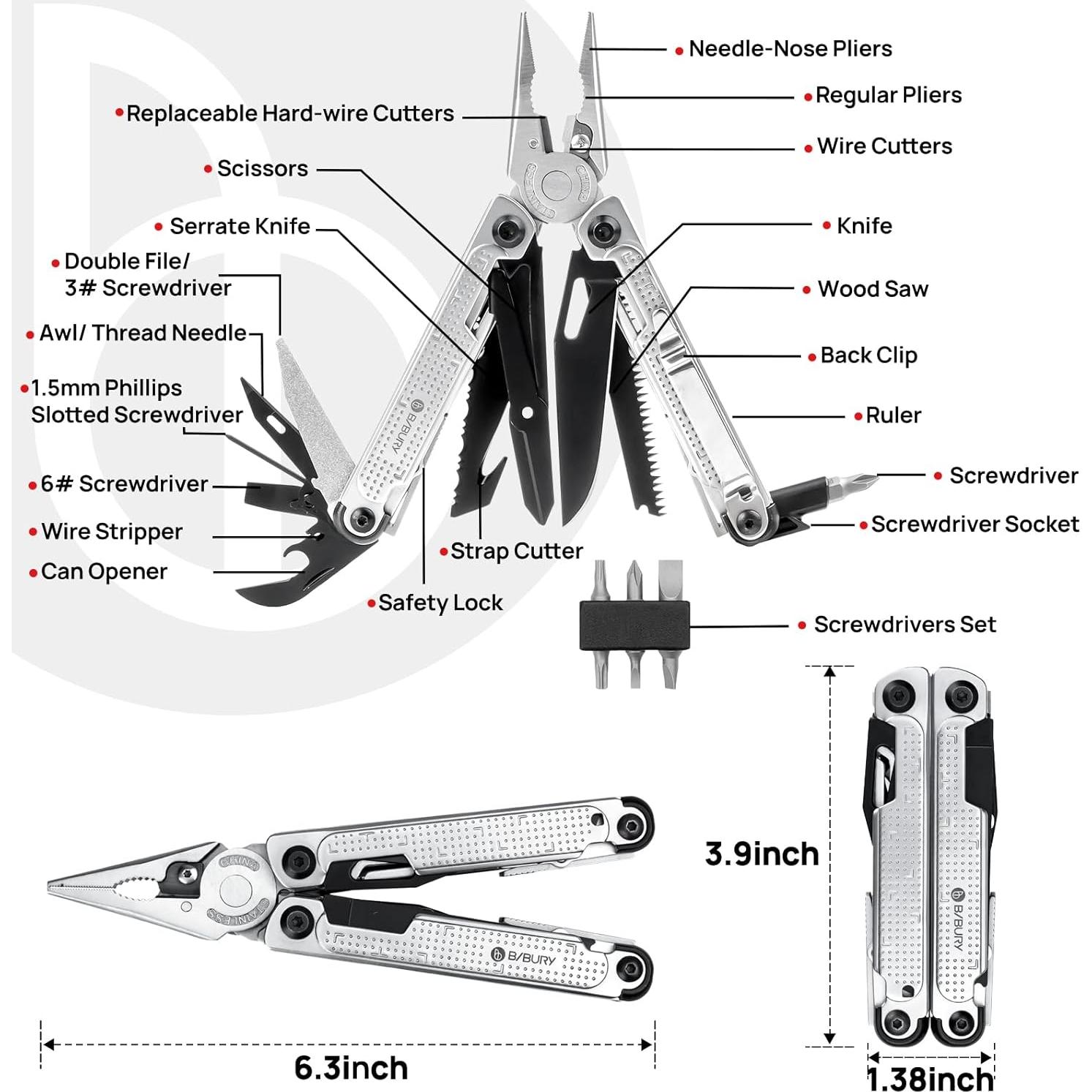 Multiherramienta BIBURY 31 en 1 Acero Inoxidable Plegable