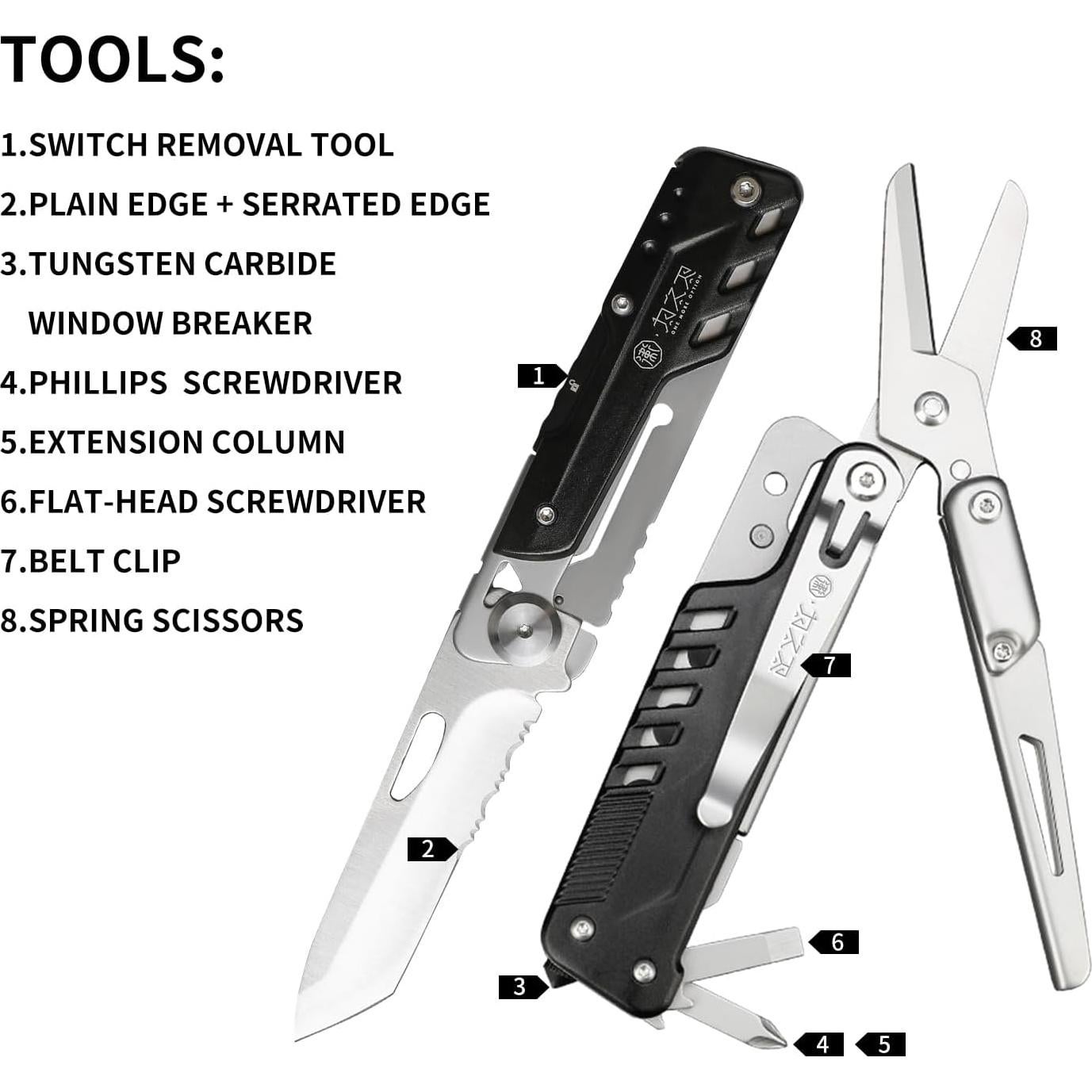 Multiherramienta 9-en-1 Wetactics con Tijeras y Rompedor de Cristales