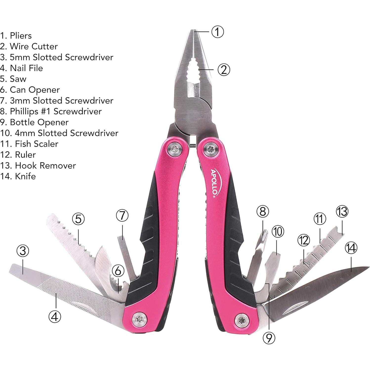 Multiherramienta Rosa 14 en 1 Apollo Tools - Compacta y Versátil