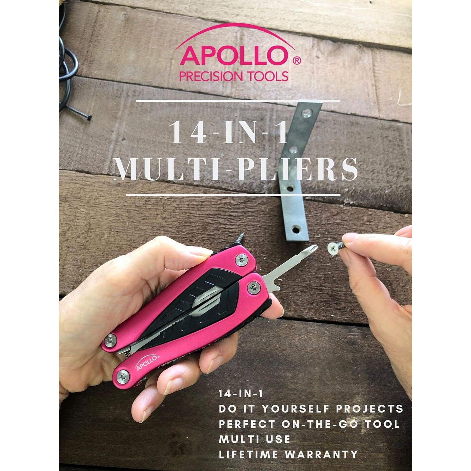 Multiherramienta Rosa 14 en 1 Apollo Tools - Compacta y Versátil