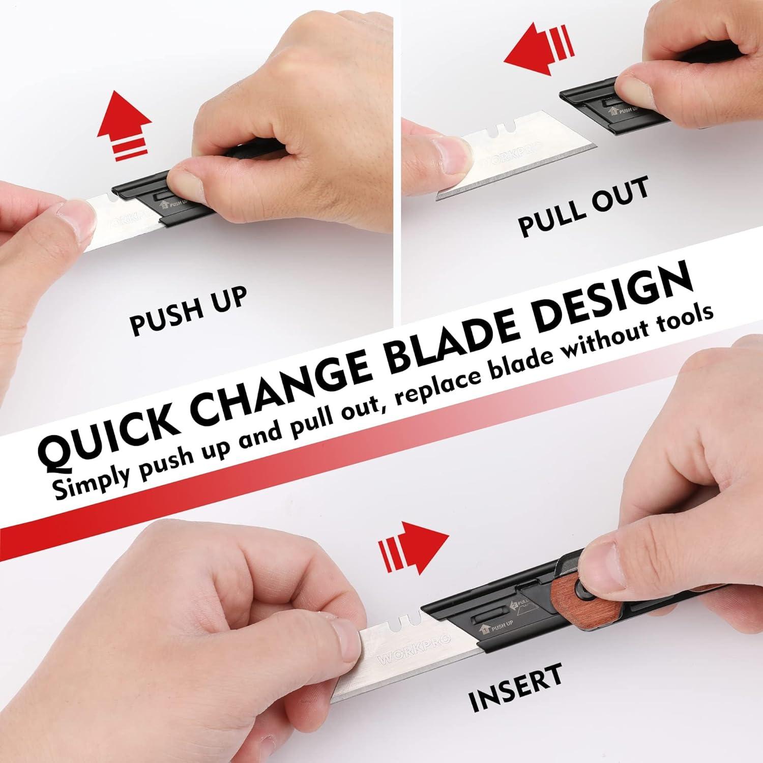 Cuchillo Plegable 2-en-1 WORKPRO con 10 Cuchillas SK5