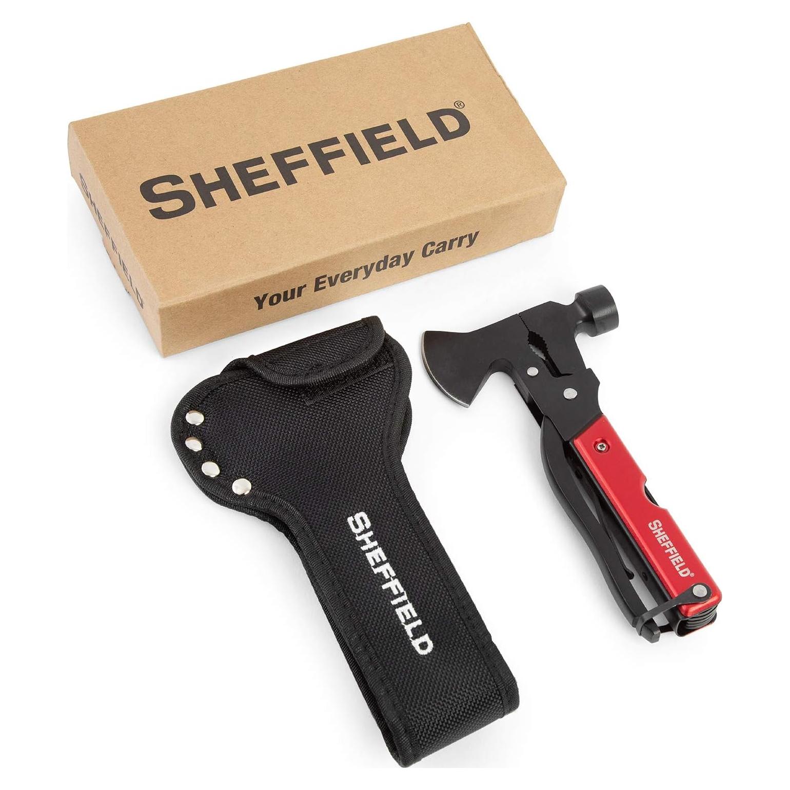 Hacha Multiherramienta Sheffield 14-en-1 Acero Aleado Rojo