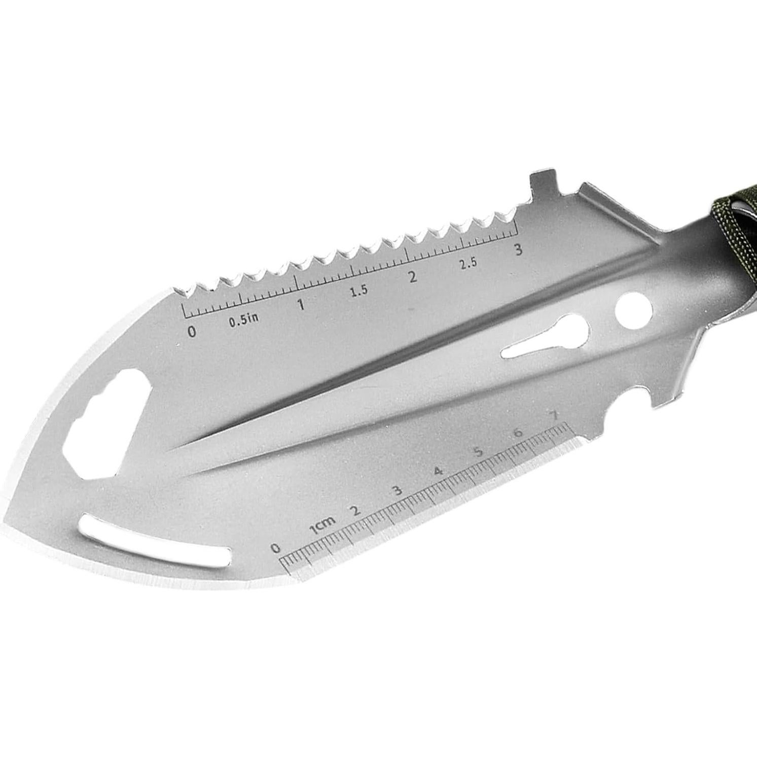 Small Camping Shovel, 9 in 1 Mini Hand Shovel, Portable Backpacking Trowel, Ultralight Compact Multitool for Camping, Gardening, Outdoor Survival, Silver