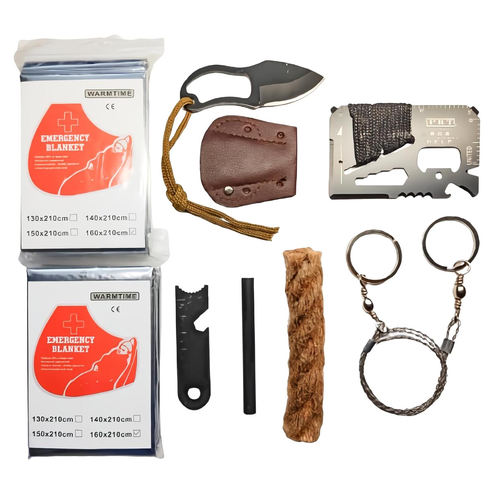 Kit de Supervivencia 9 en 1 eGreen con Encendedor, Cuerda y Mantitas