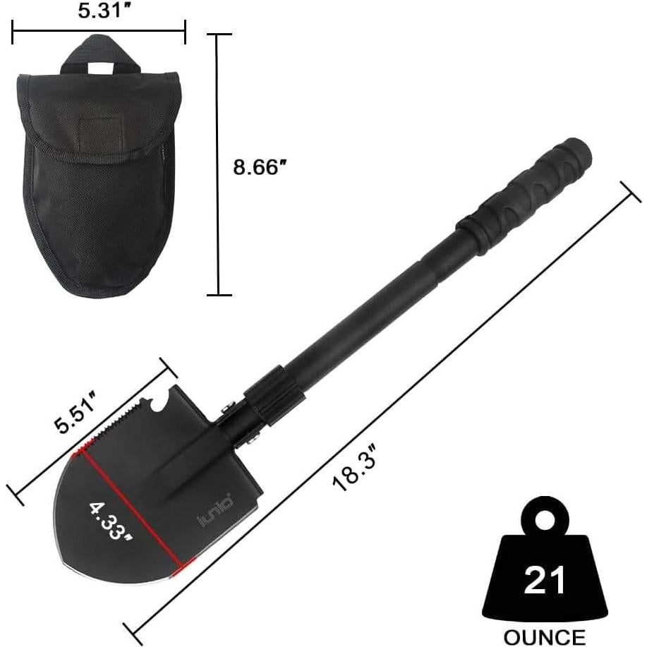 Pala Plegable Portátil iunio 46.5 cm - Multiherramienta de Supervivencia