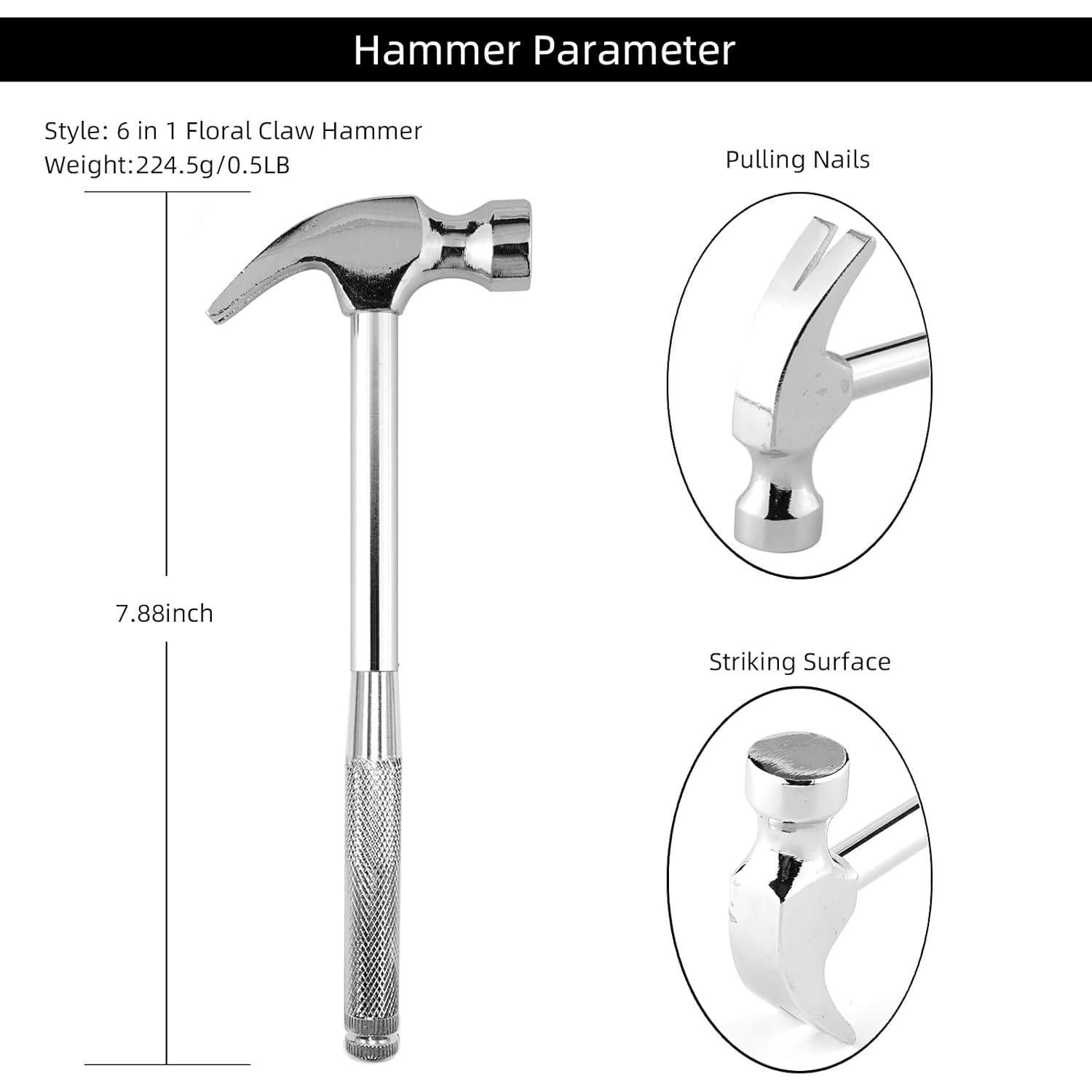 Martillo multifuncional 6 en 1 YOUMI de acero al carbono