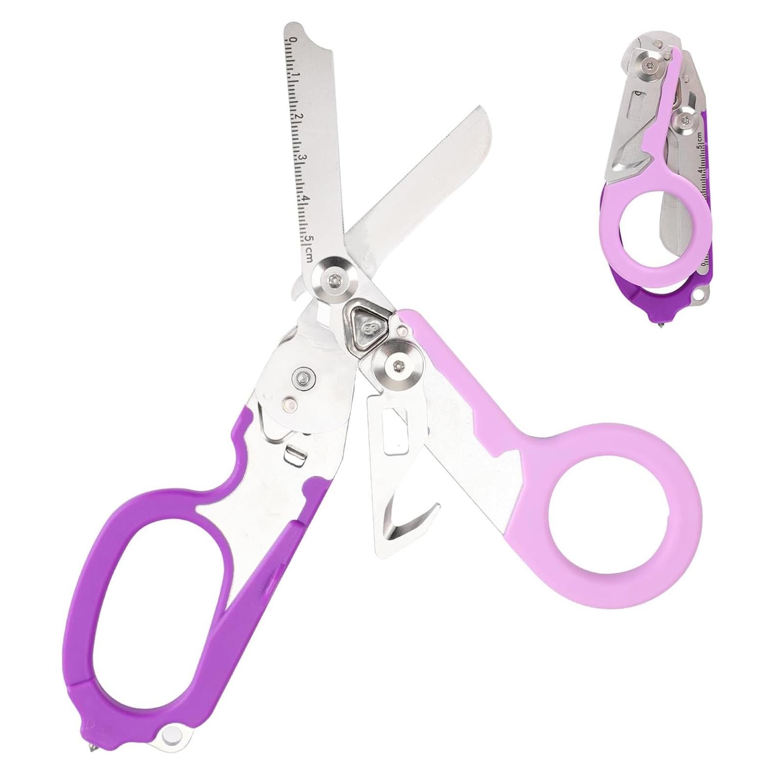 Tijeras de Trauma 6 en 1 JUNWUXY Acero Inoxidable Doble Púrpura