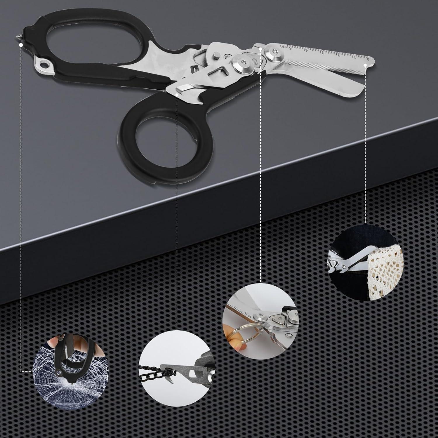 Tijeras de Trauma 6 en 1 JUNWUXY Acero Inoxidable Doble Púrpura