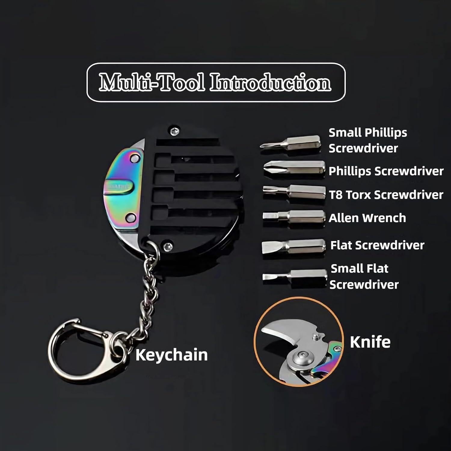 Cuchillo Plegable EDC Genérico Arcoíris con Destornilladores