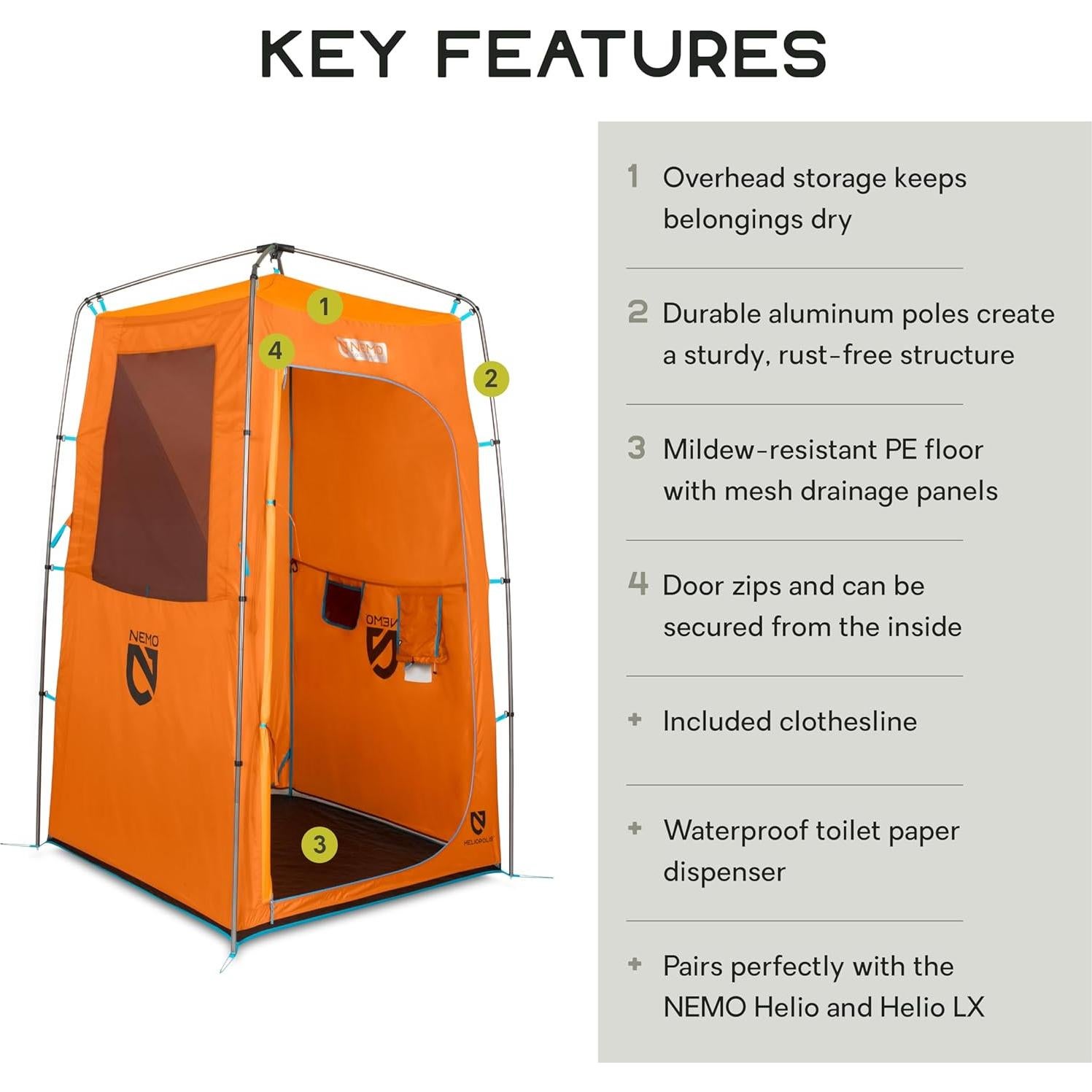 NEMO Equipment Heliopolis Privacy Shelter & Shower Tent - One Size - Monarch
