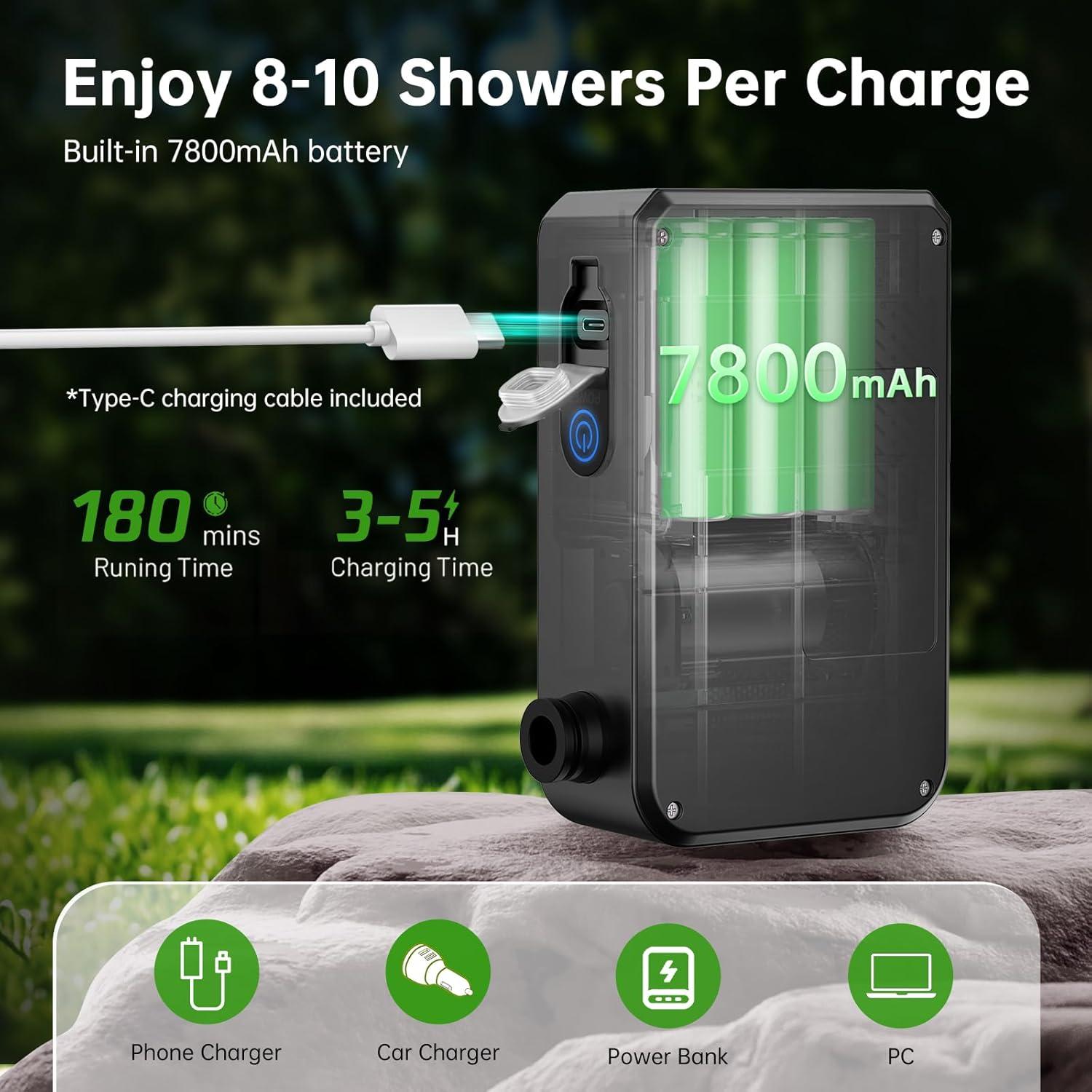 Ducha Portátil IGRL L1 10L/min Batería 7800mAh IPX8