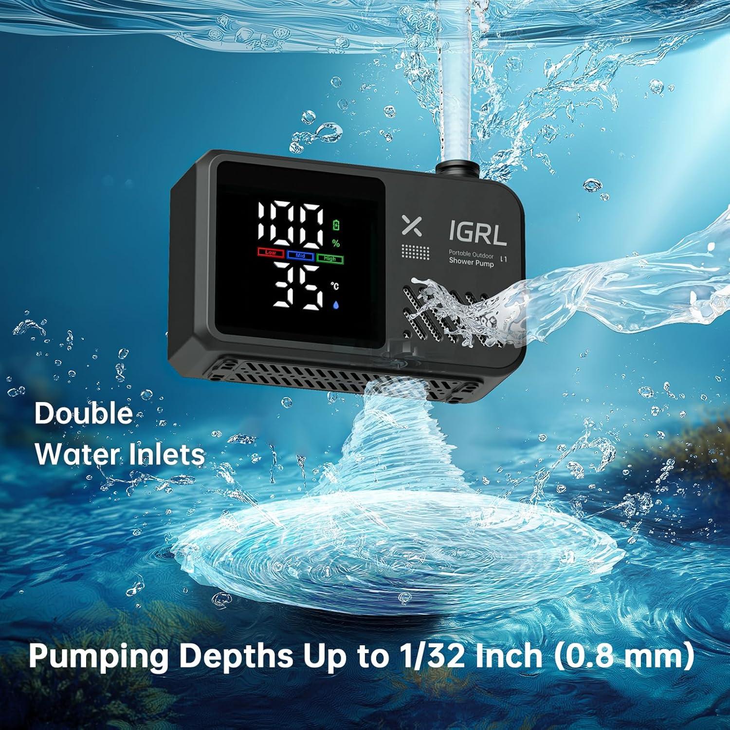 Ducha Portátil IGRL L1 10L/min Batería 7800mAh IPX8