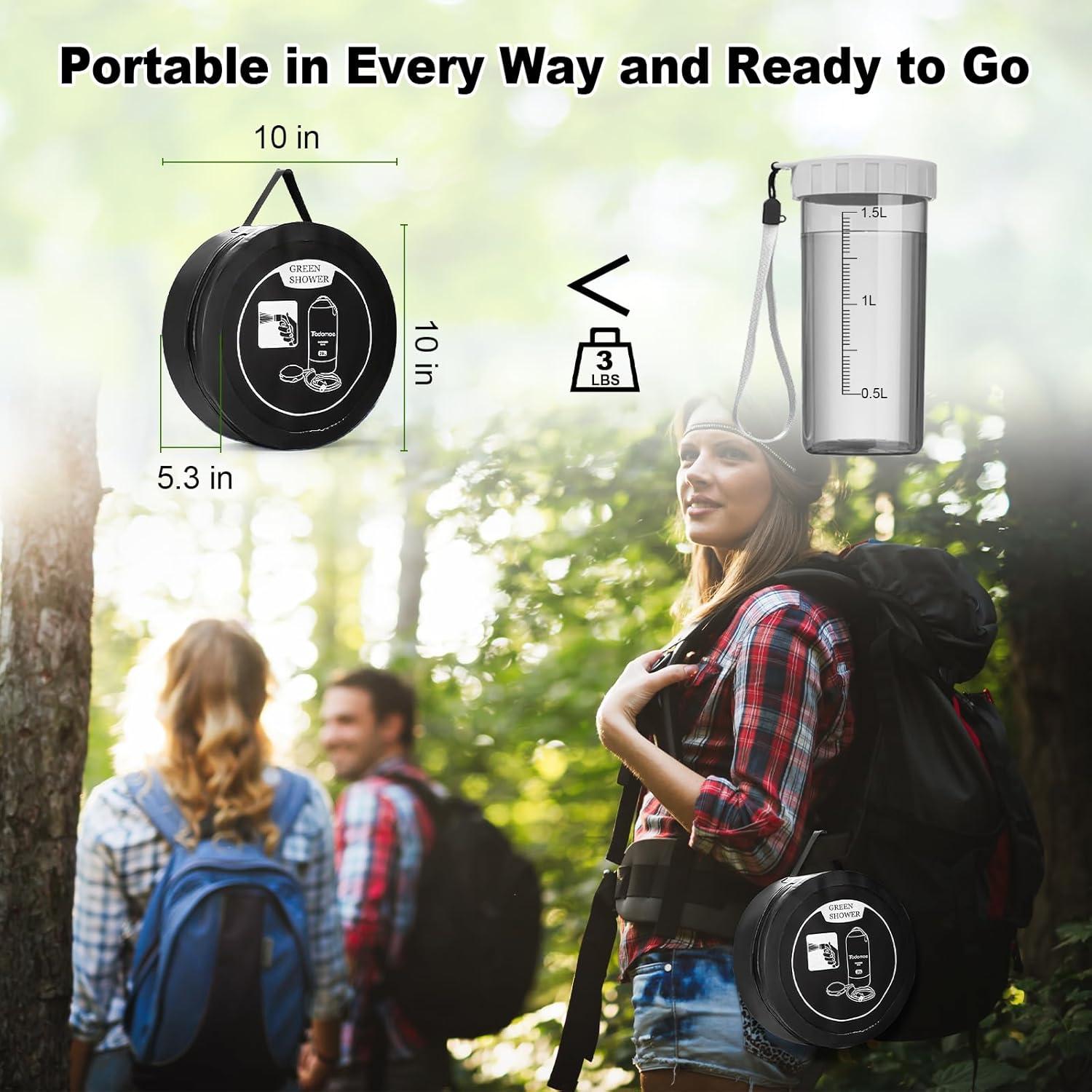 Ducha Portátil Tadomoe 20L Solar con Bomba y Cabezal