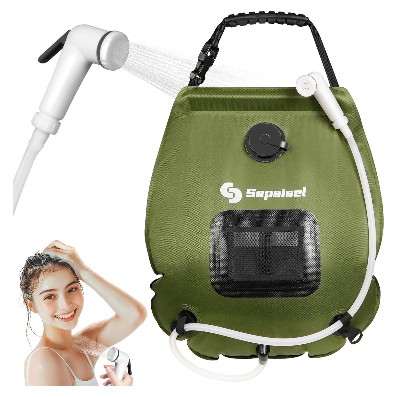 Bolsa de Ducha Solar Camping Sapsisel 20L con Manguera y Cabezal