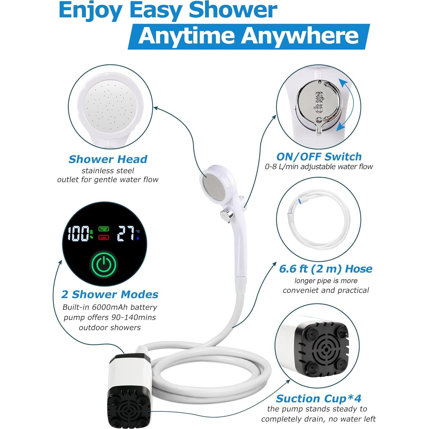 Ducha Portátil InnhoM A21 6000mAh 2 Modos Ajustables