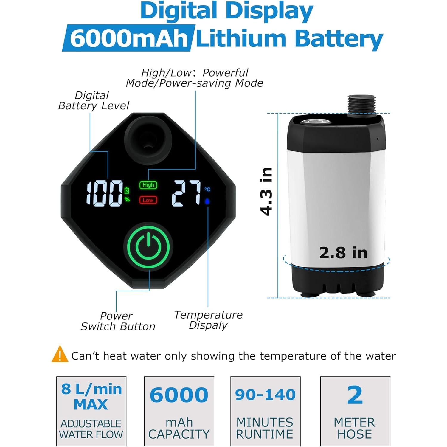 Ducha Portátil InnhoM A21 6000mAh 2 Modos Ajustables