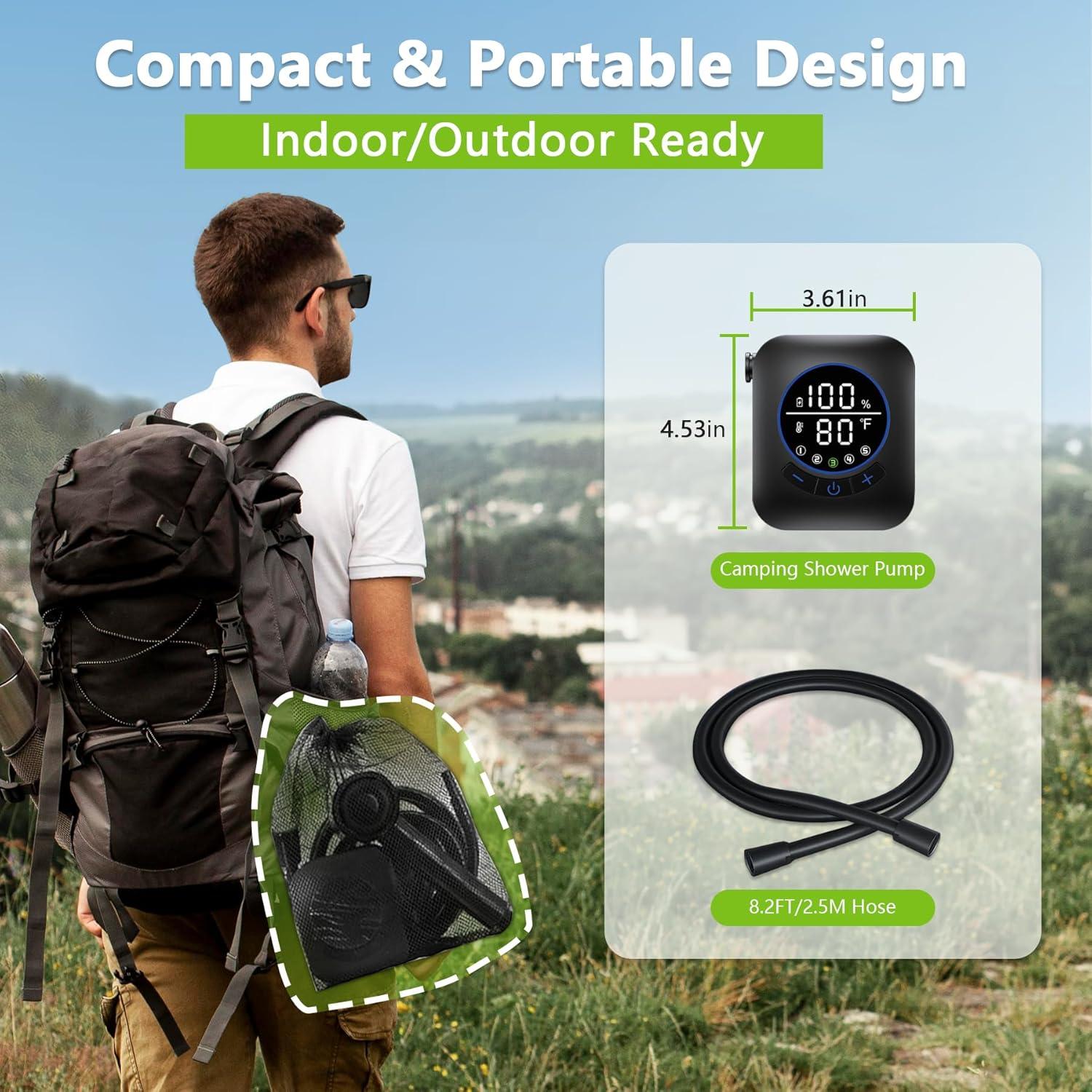 Ducha Portátil Joygain para Camping 8000mAh 6L/min IPX8