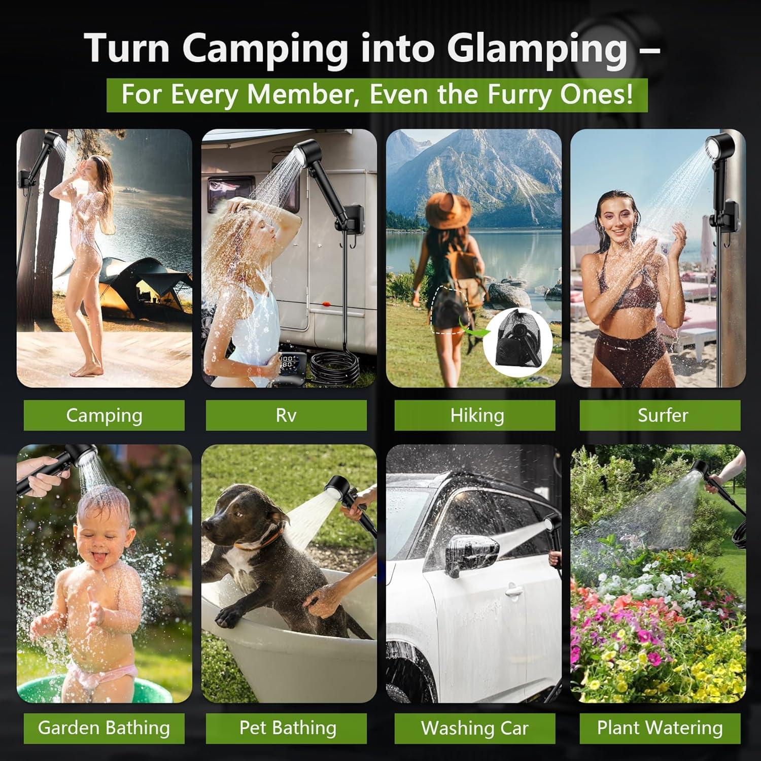 Ducha Portátil Joygain para Camping 8000mAh 6L/min IPX8