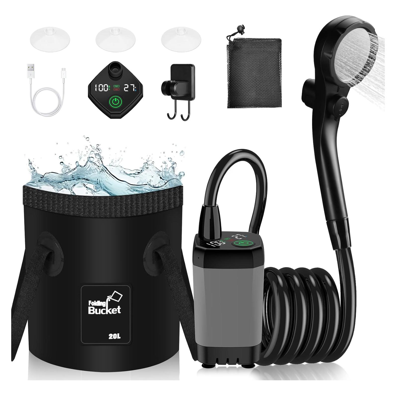 Ducha Portátil Cosy Life 6000mAh con Cubo 19L y Pantalla LED