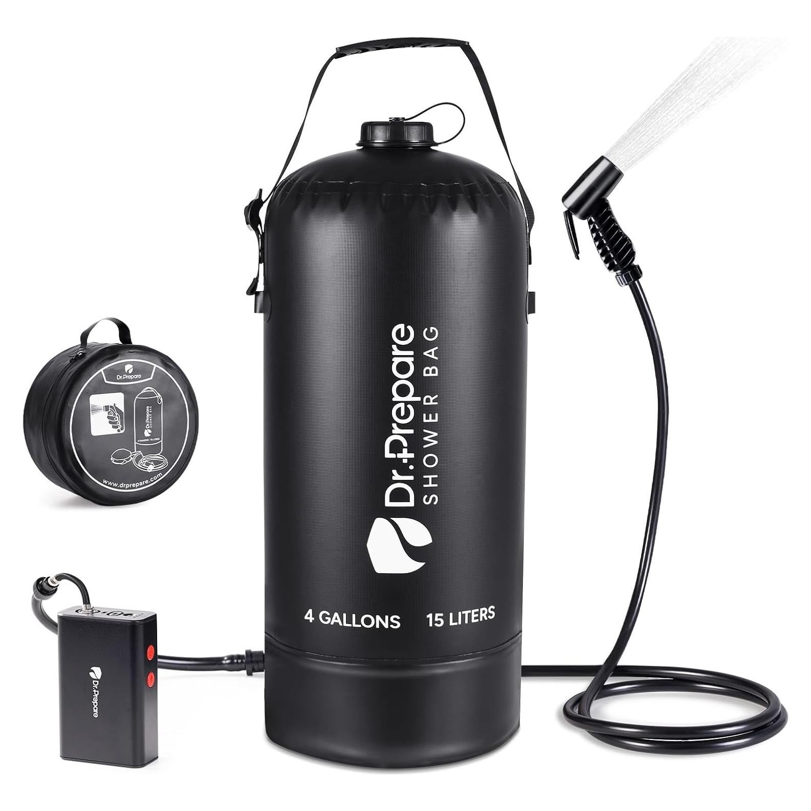 Ducha de Camping DU.PREPARE 4 Galones Bomba Eléctrica Recargable