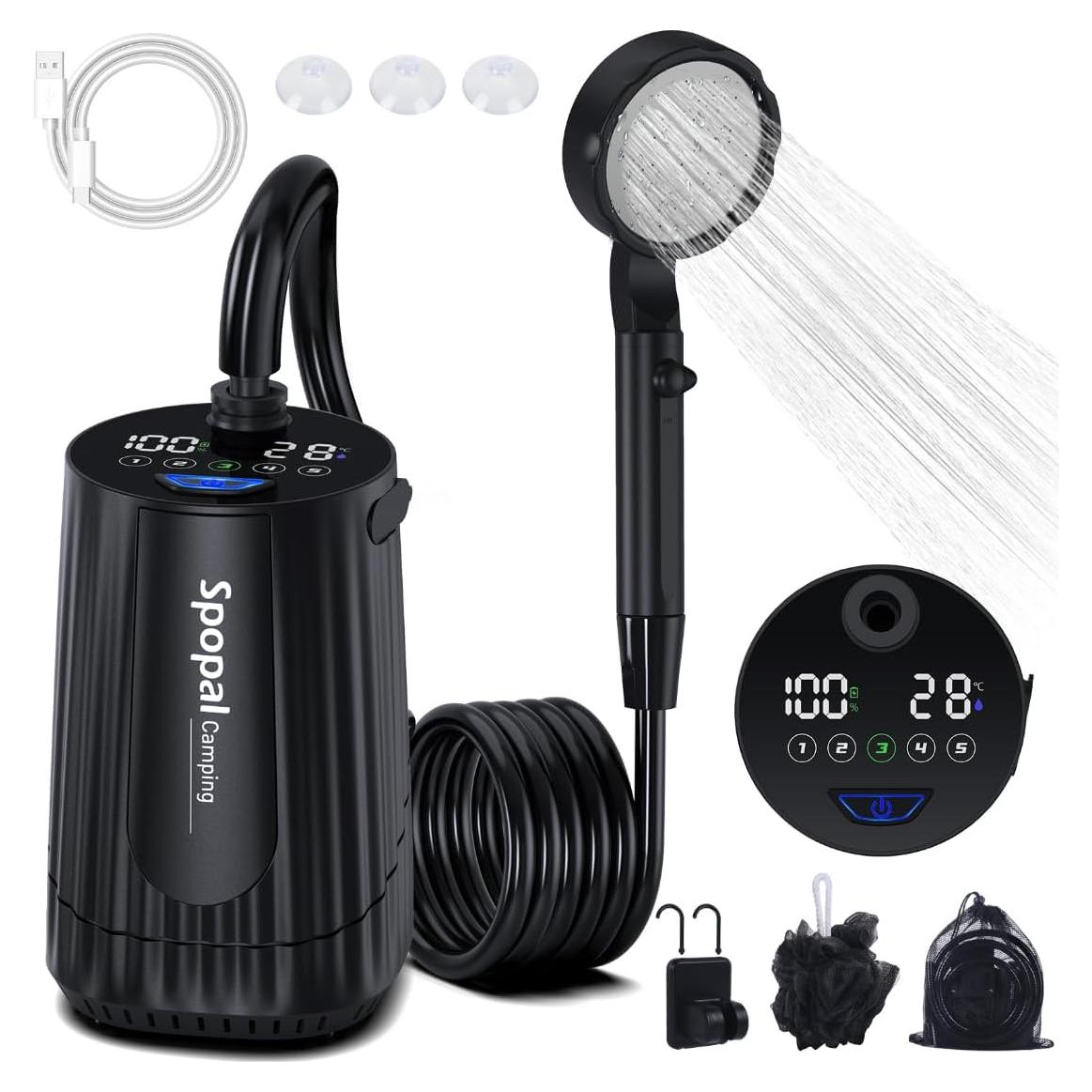 Ducha Portátil Spopal 10000mAh 5 Velocidades IPX8 Camping