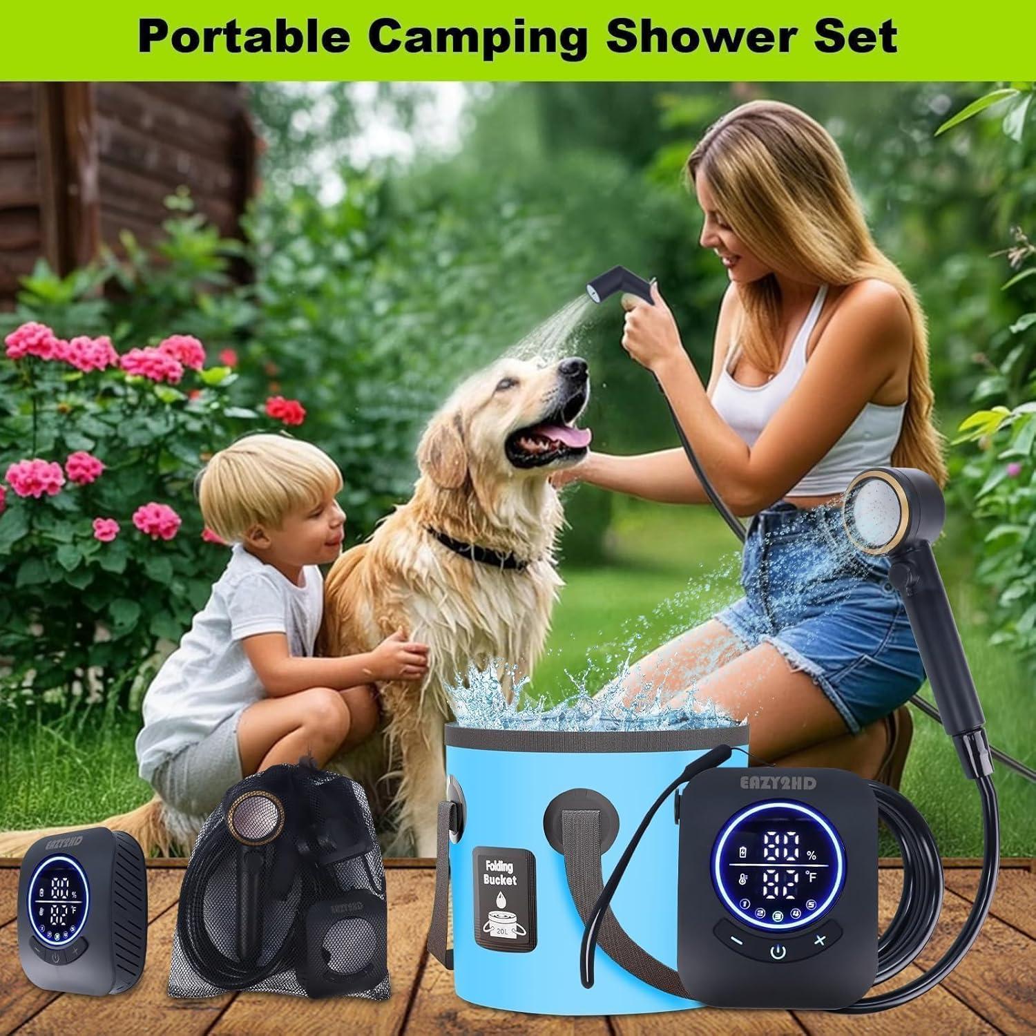 Ducha Portátil Eazy2hD 8000mAh IPX8 4 Modos Camping