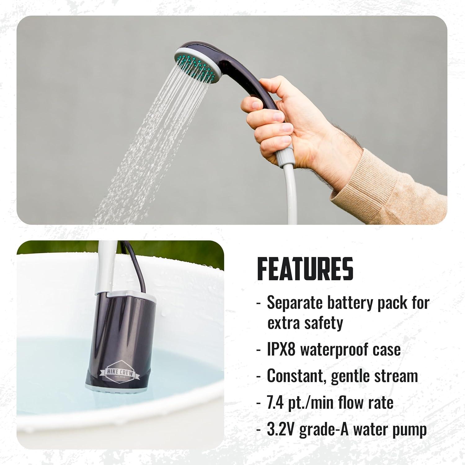Ducha Portátil Hike Crew a Batería con Luz LED 1.83m
