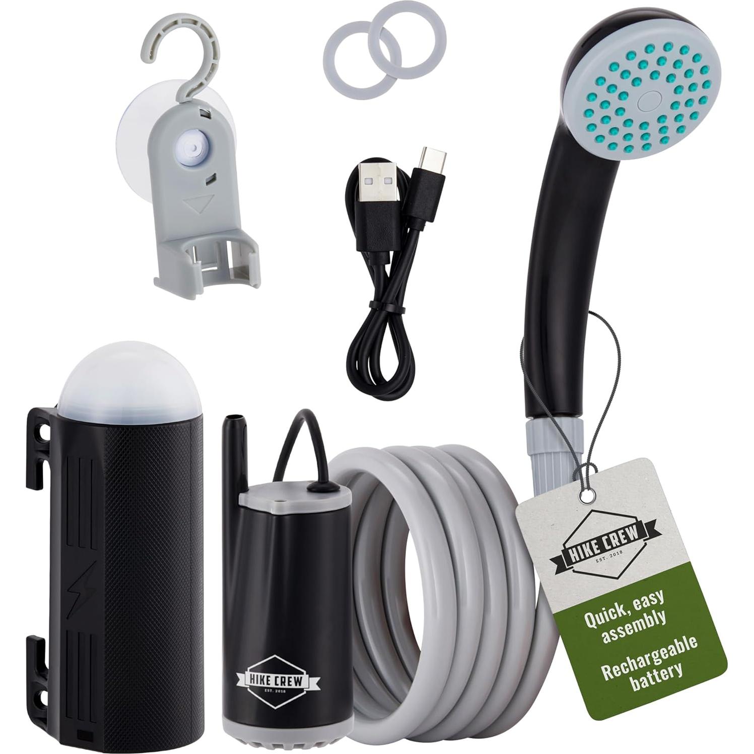Ducha Portátil Hike Crew a Batería con Luz LED 1.83m