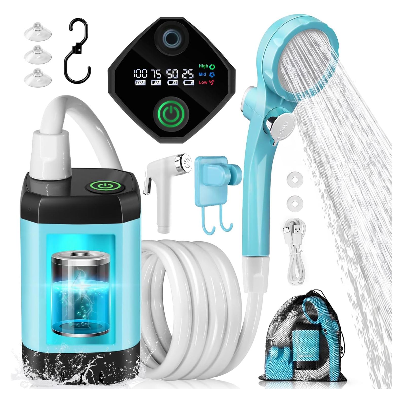 Ducha Portátil AUTOPkio Azul con Bomba Recargable 4500mAh