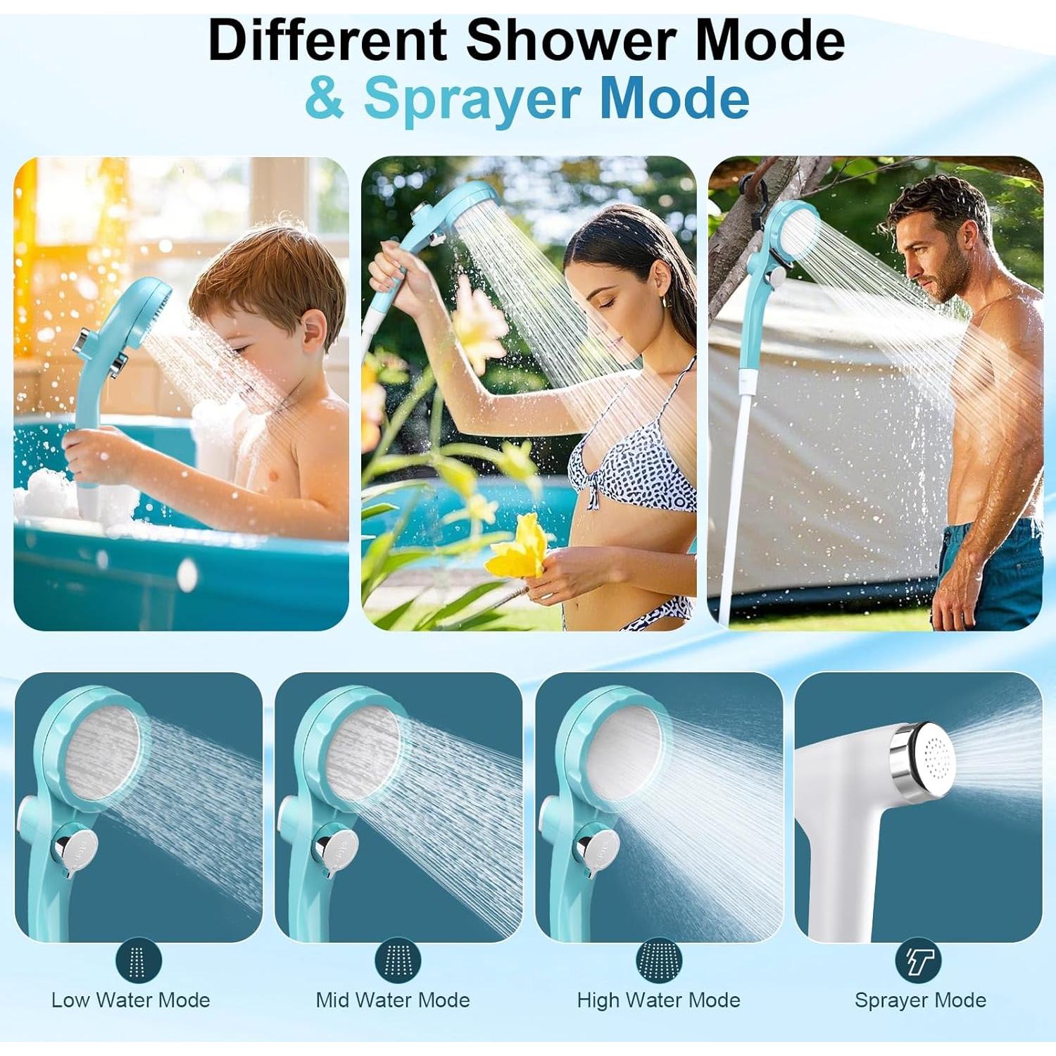 Ducha Portátil AUTOPkio Azul con Bomba Recargable 4500mAh