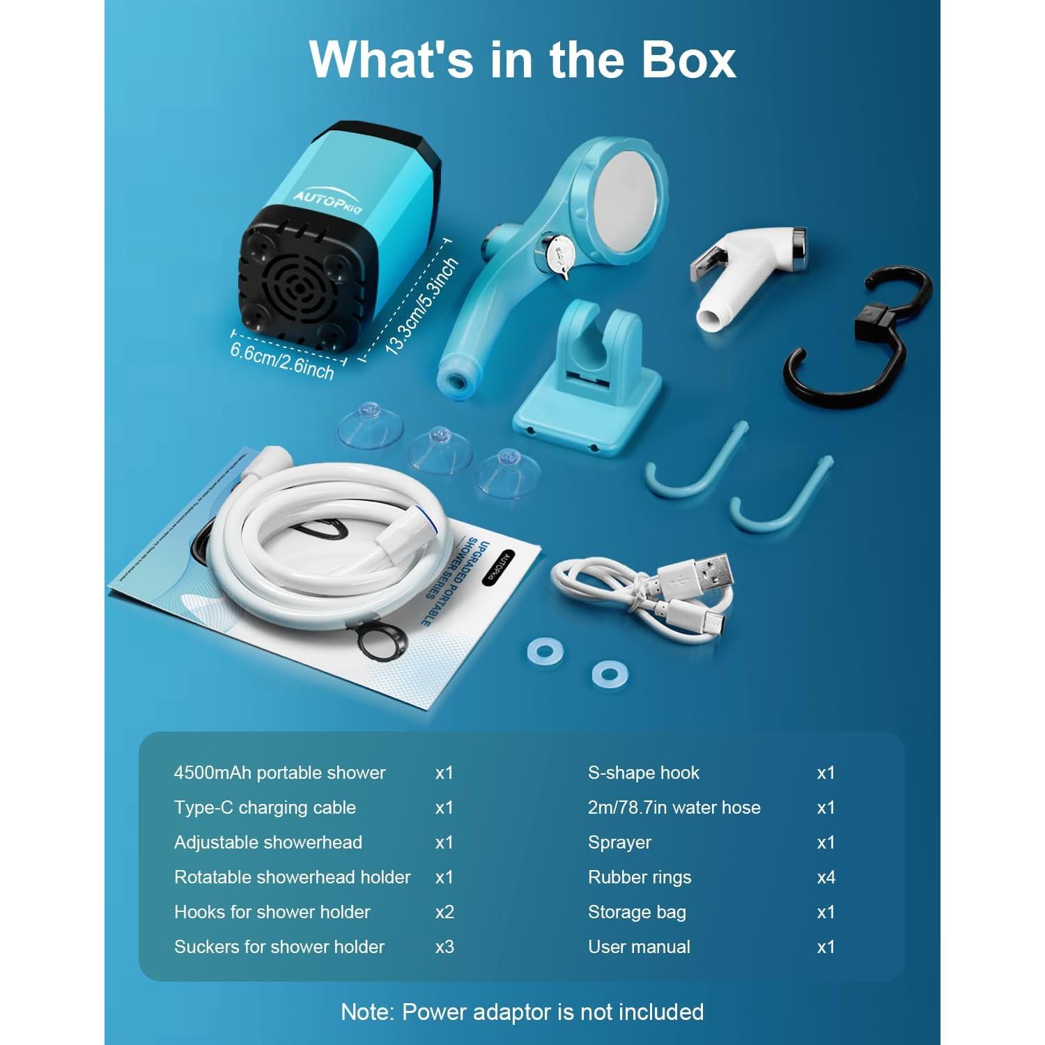 Ducha Portátil AUTOPkio Azul con Bomba Recargable 4500mAh