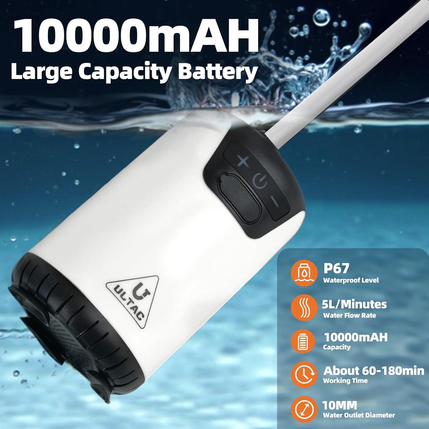 Ducha Portátil ULTAC 10000mAh IPX7 con Pantalla LED