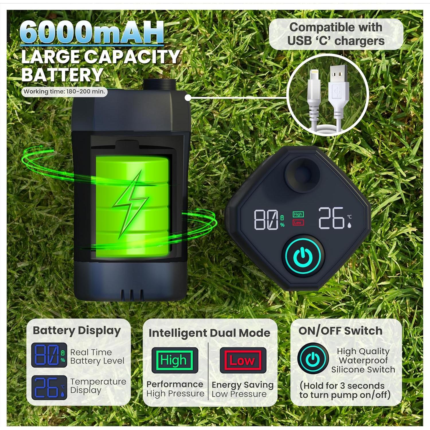 Ducha Portátil Elil para Camping con Bomba de Alta Presión