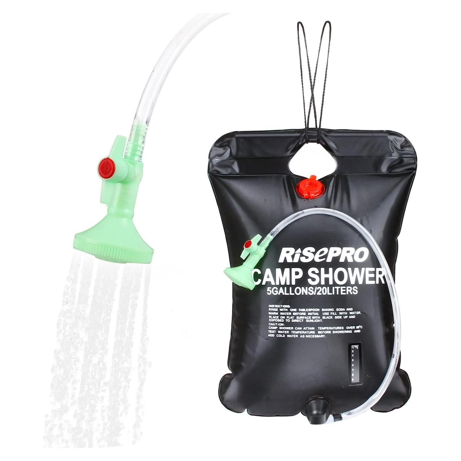 Bolsa de Ducha Solar RISEPRO 20L Calentamiento 45°C Camping