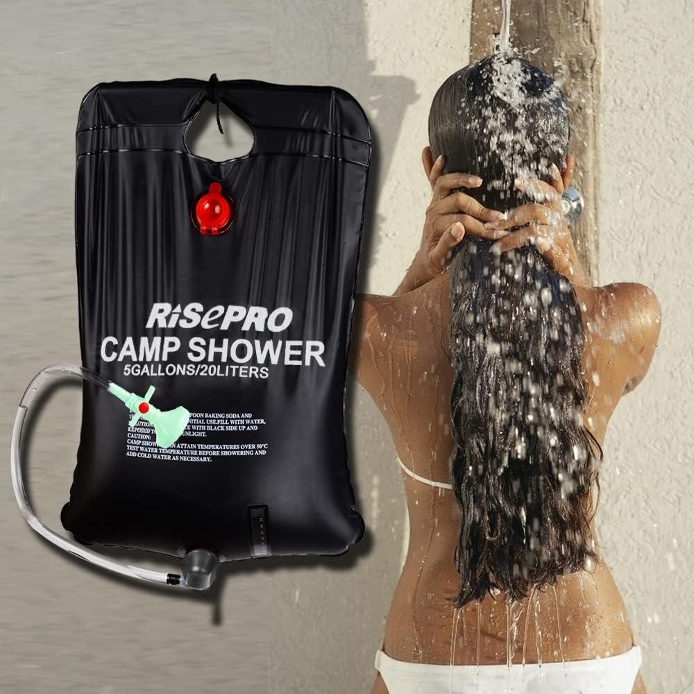 Bolsa de Ducha Solar RISEPRO 20L Calentamiento 45°C Camping