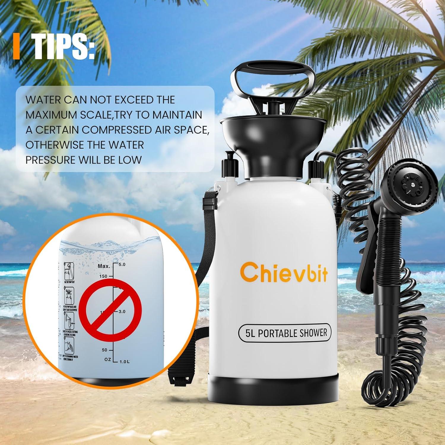 Ducha Portátil de Camping Chievbit 5L 10 Modos de Rocío