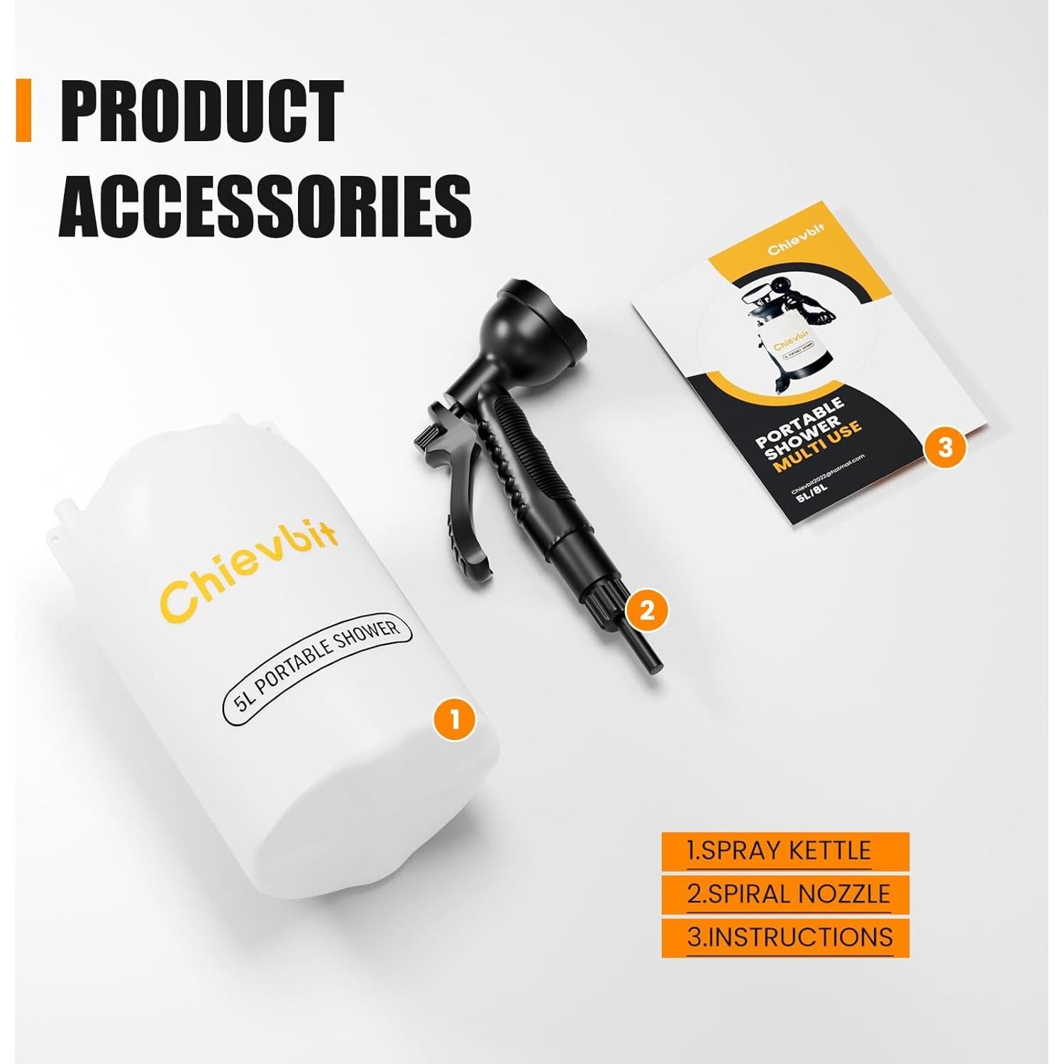 Ducha Portátil de Camping Chievbit 5L 10 Modos de Rocío