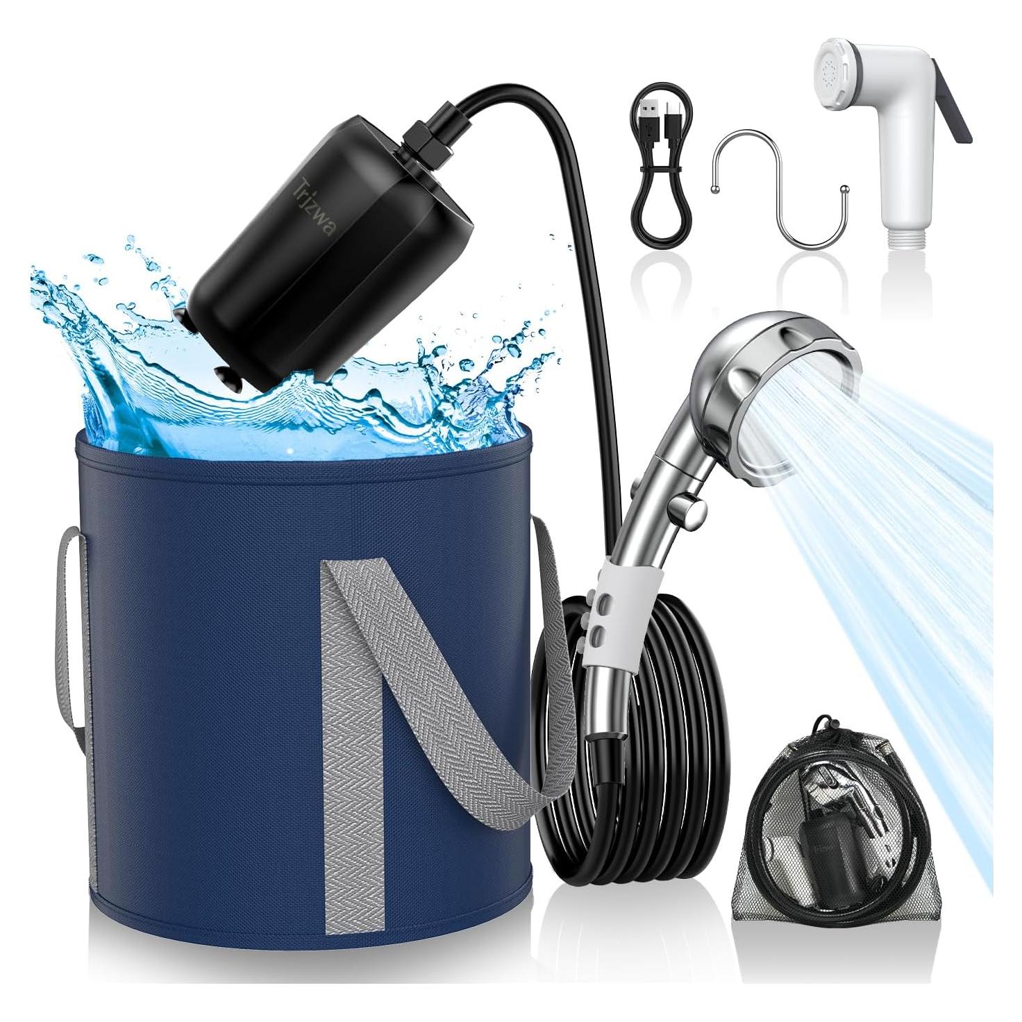 Ducha Portátil TRJZWA 9000mAh con Pantalla Digital y Cabezal Ajustable