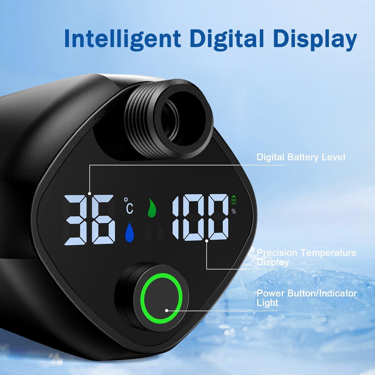 Ducha Portátil TRJZWA 9000mAh con Pantalla Digital y Cabezal Ajustable