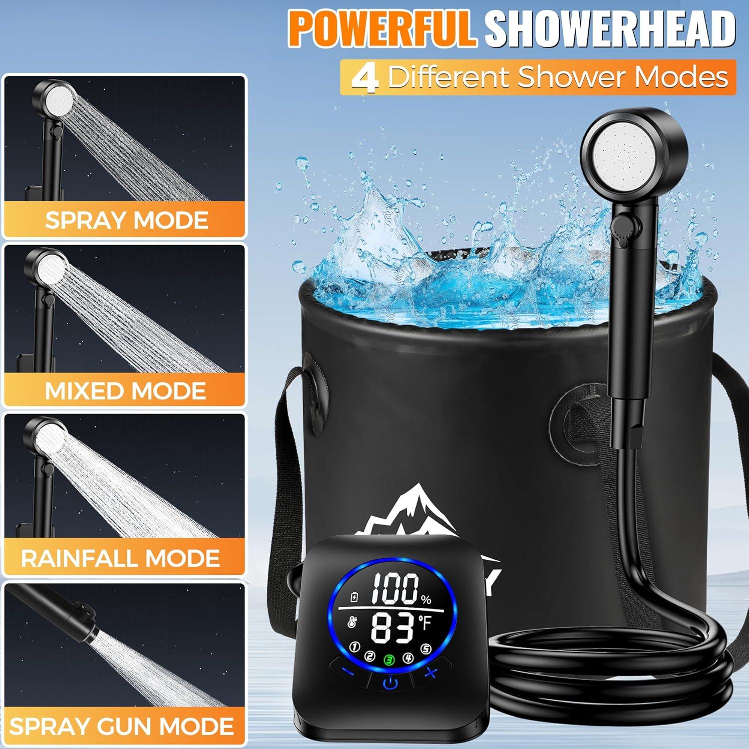 Ducha Portátil Pankay 8000mAh con Cubo Plegable XL IPX8