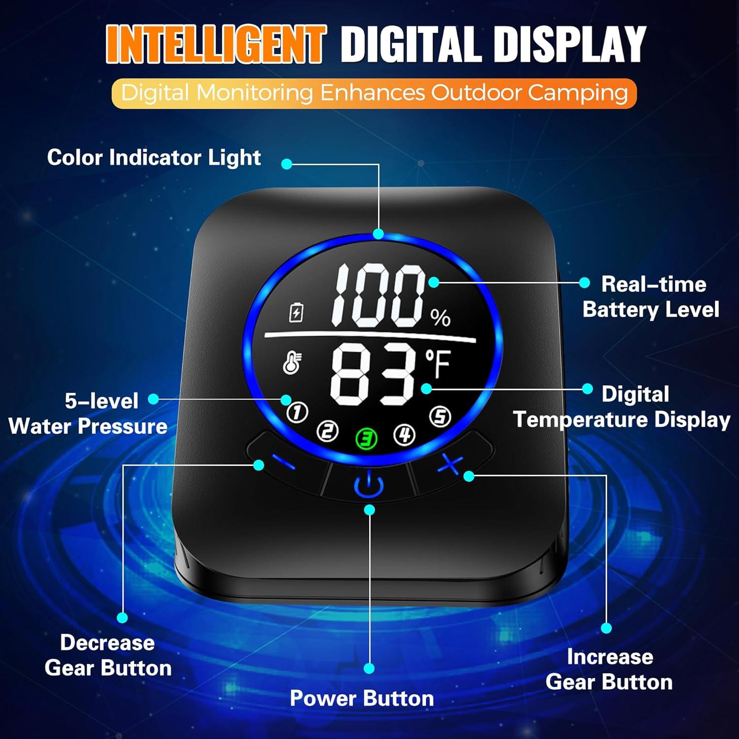 Ducha Portátil Pankay 8000mAh con Cubo Plegable XL IPX8