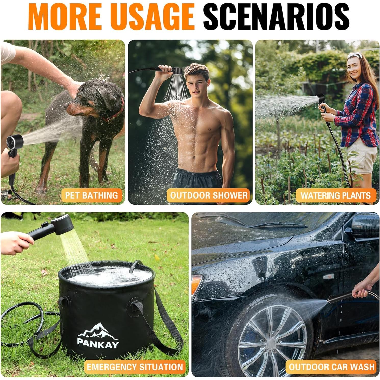 Ducha Portátil Pankay 8000mAh con Cubo Plegable XL IPX8