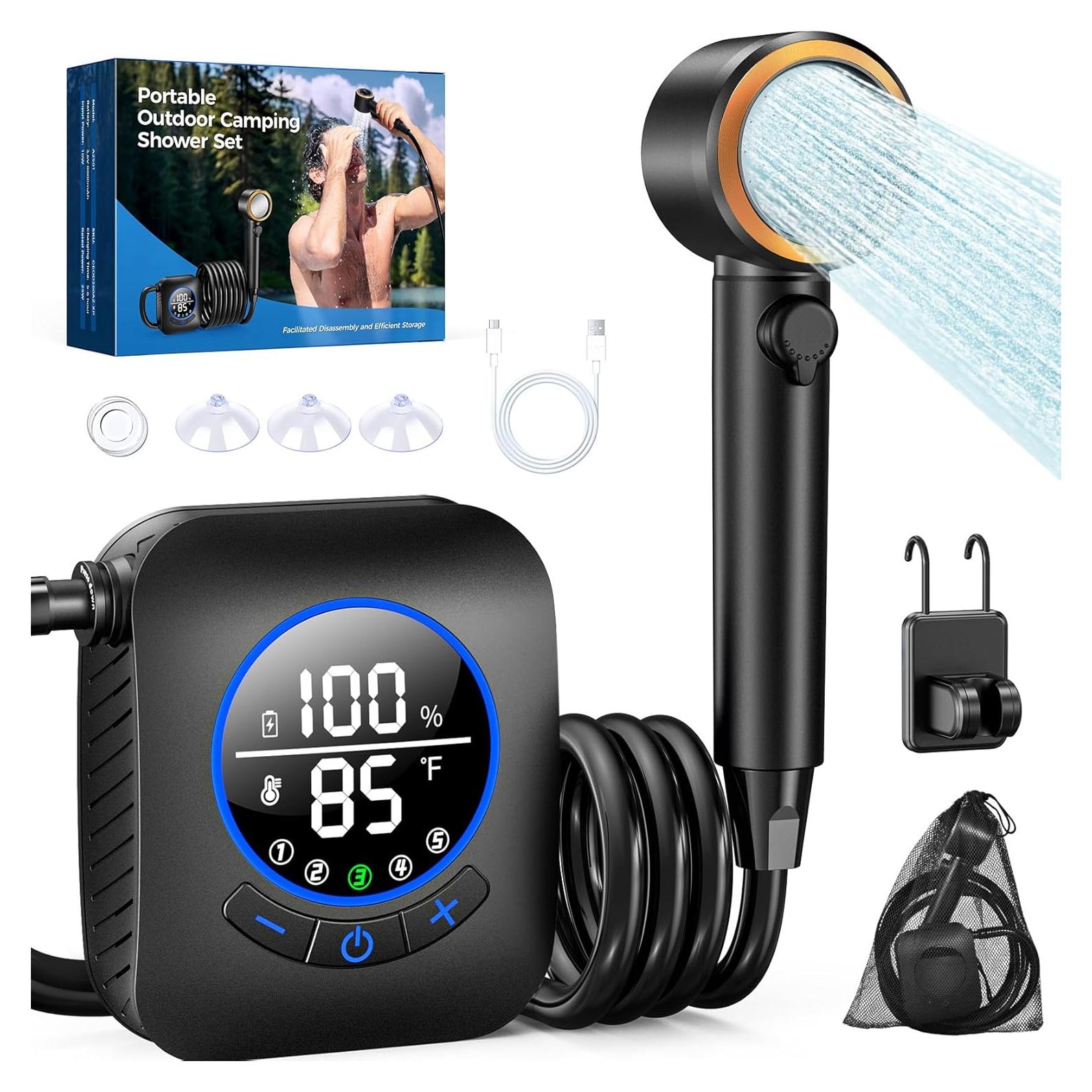 Ducha Portátil Docusvect 8000mAh 6LPM 4 Modos IPX8 Camping