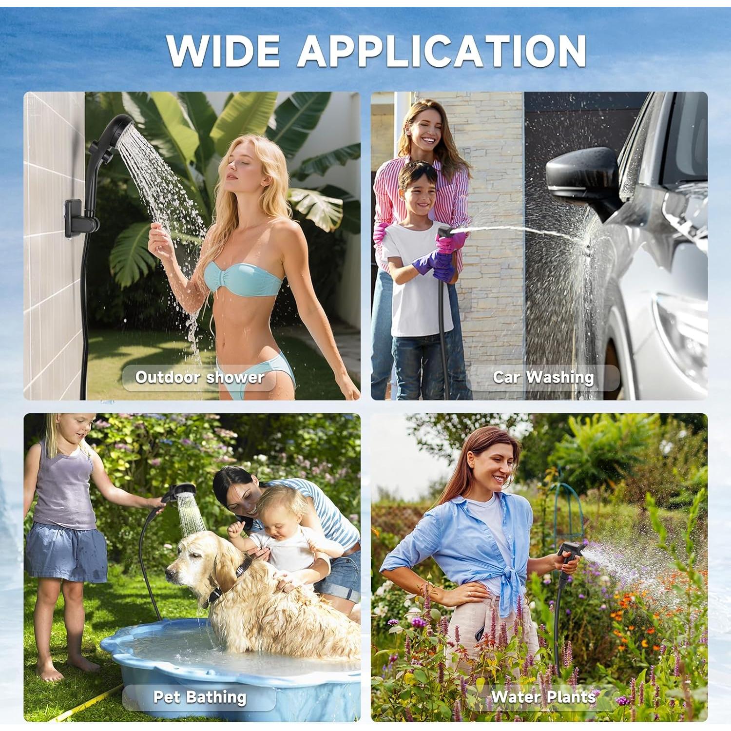 Ducha Portátil Vignuto Grey01 Recargable 150 Min LED