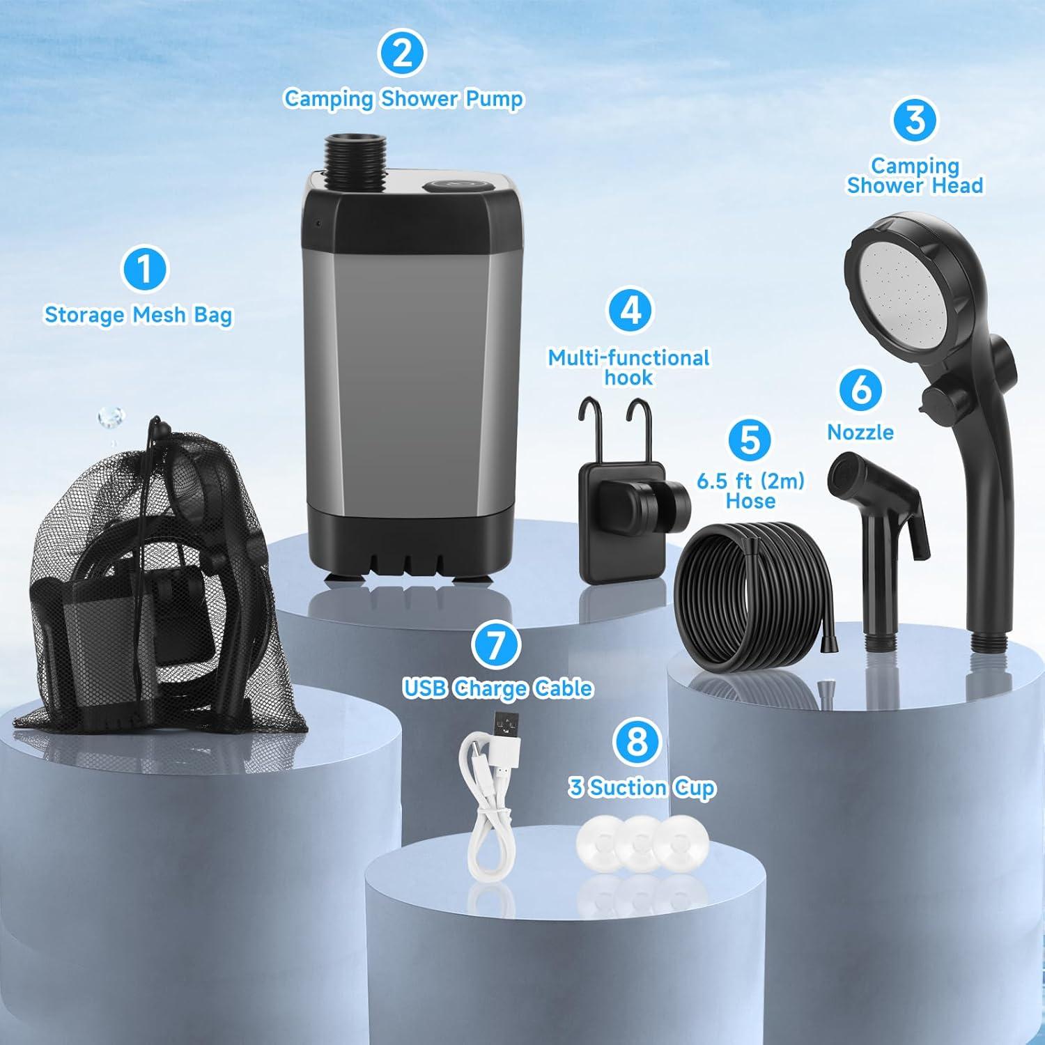 Ducha Portátil Vignuto Grey01 Recargable 150 Min LED