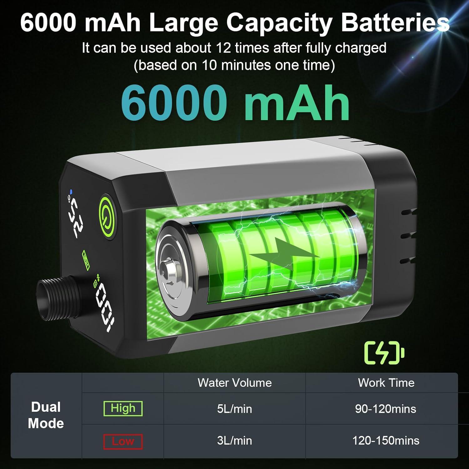 Ducha Portátil Deeteck 6000mAh para Camping y Exterior