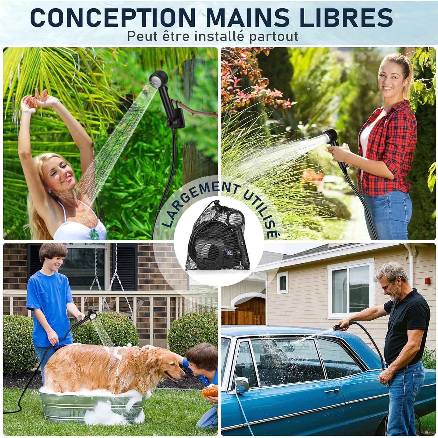 Ducha Portátil Spopal 8000mAh Camping Recargable IPX8