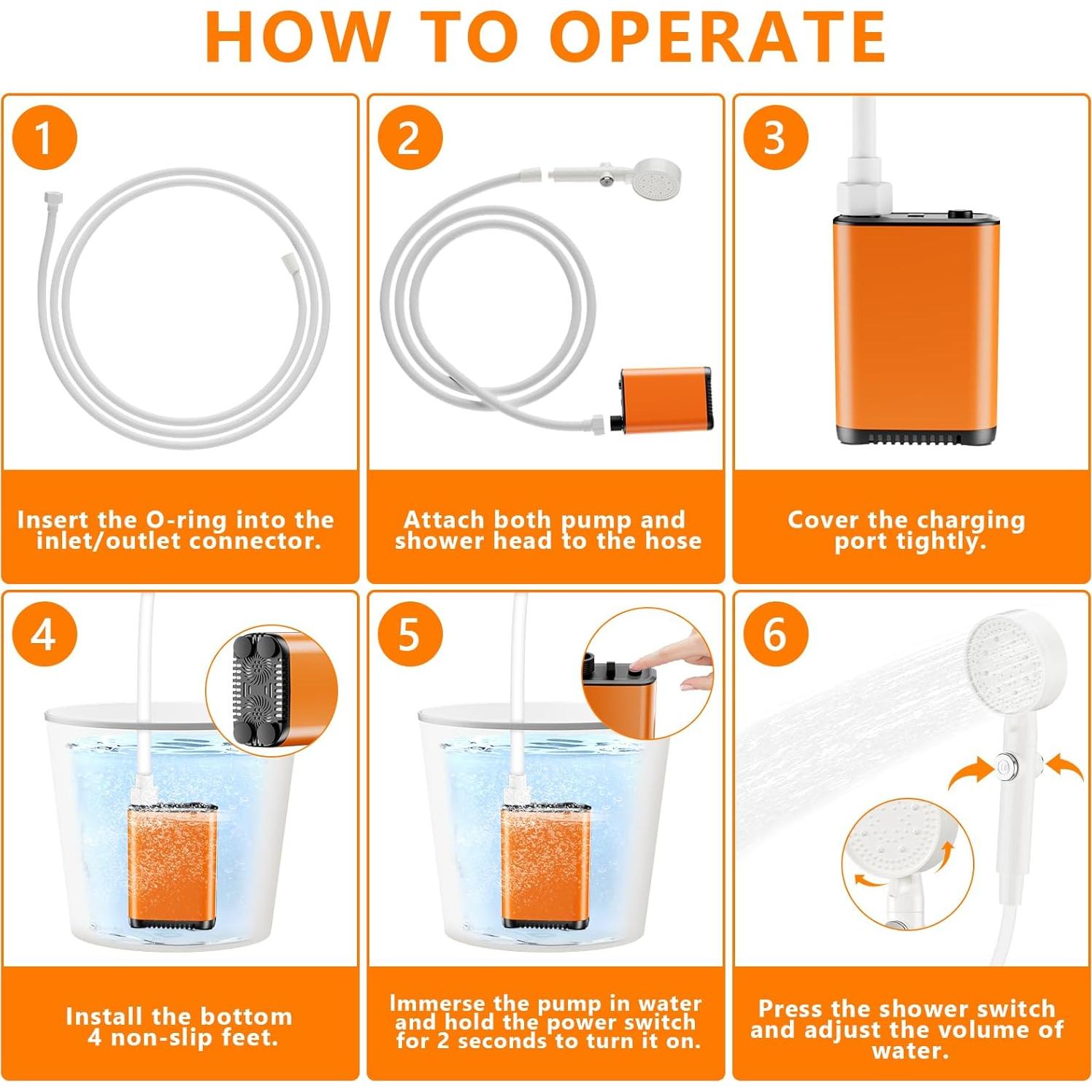 Kit de Ducha Portátil Catlyn con Bomba Eléctrica 4000mAh